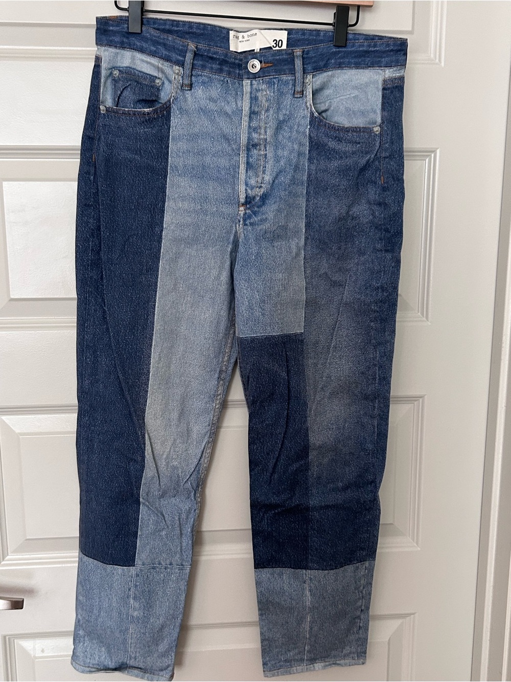 Rag & Bone Patchwork Two-Tone Blue Jeans - Size 30